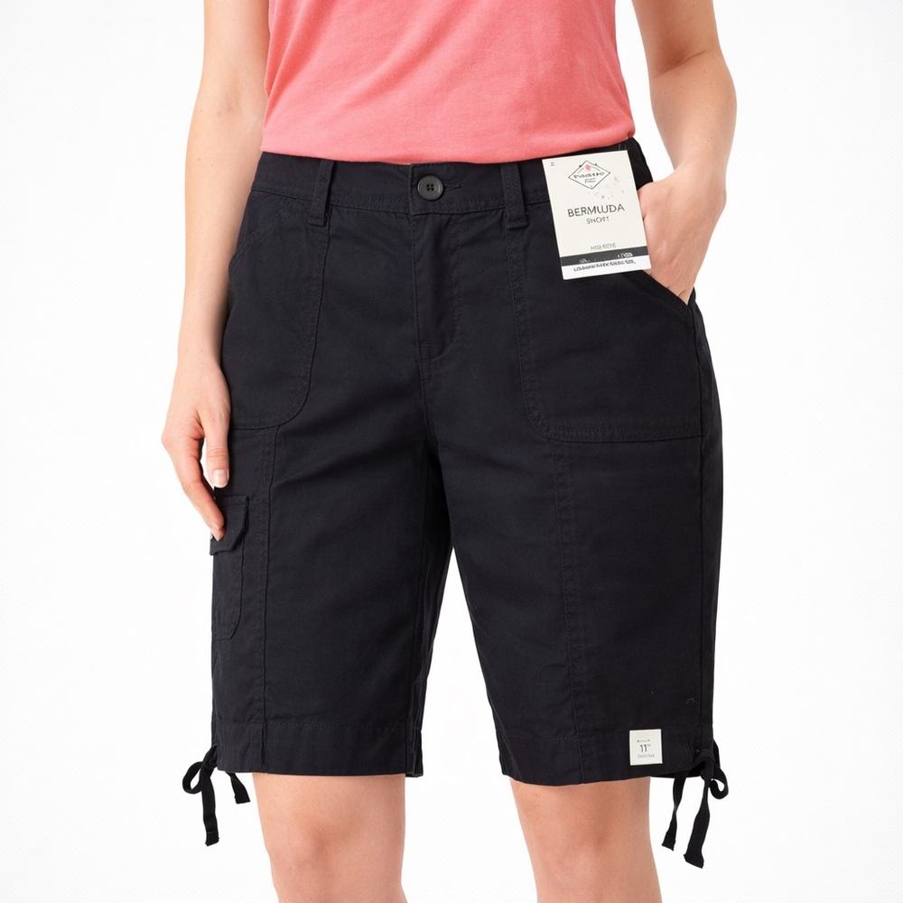 St. John’s Bay Black Bermuda Shorts Size 2 Mid Rise